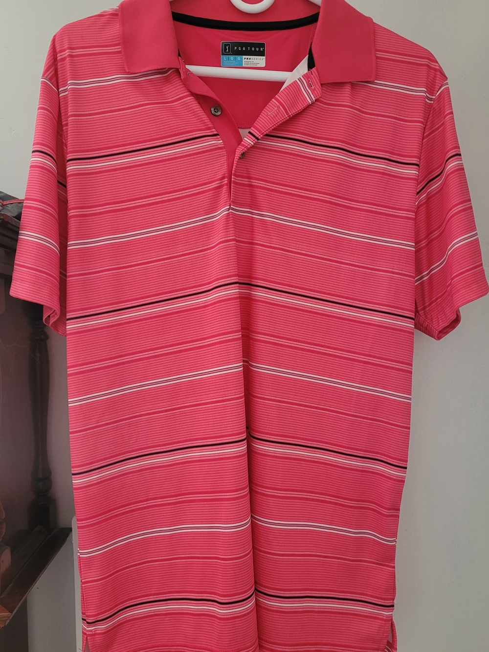 PGA TOUR Pink Striped Polo Shirt